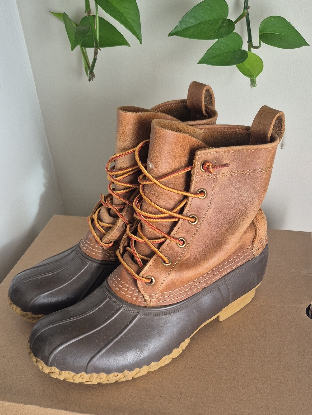 L.L. Bean Classic Leather & Rubber Bean Boots in Brown and Dark Brown